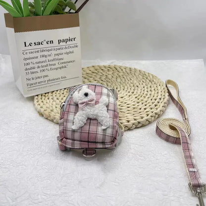 Pet Backpack with Teddy Bear and Traction Rope