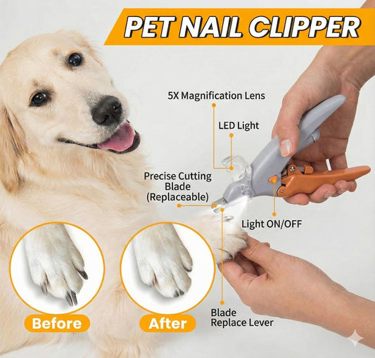 LED Pet Nail Clipper with Scissors and Magnifying Glass