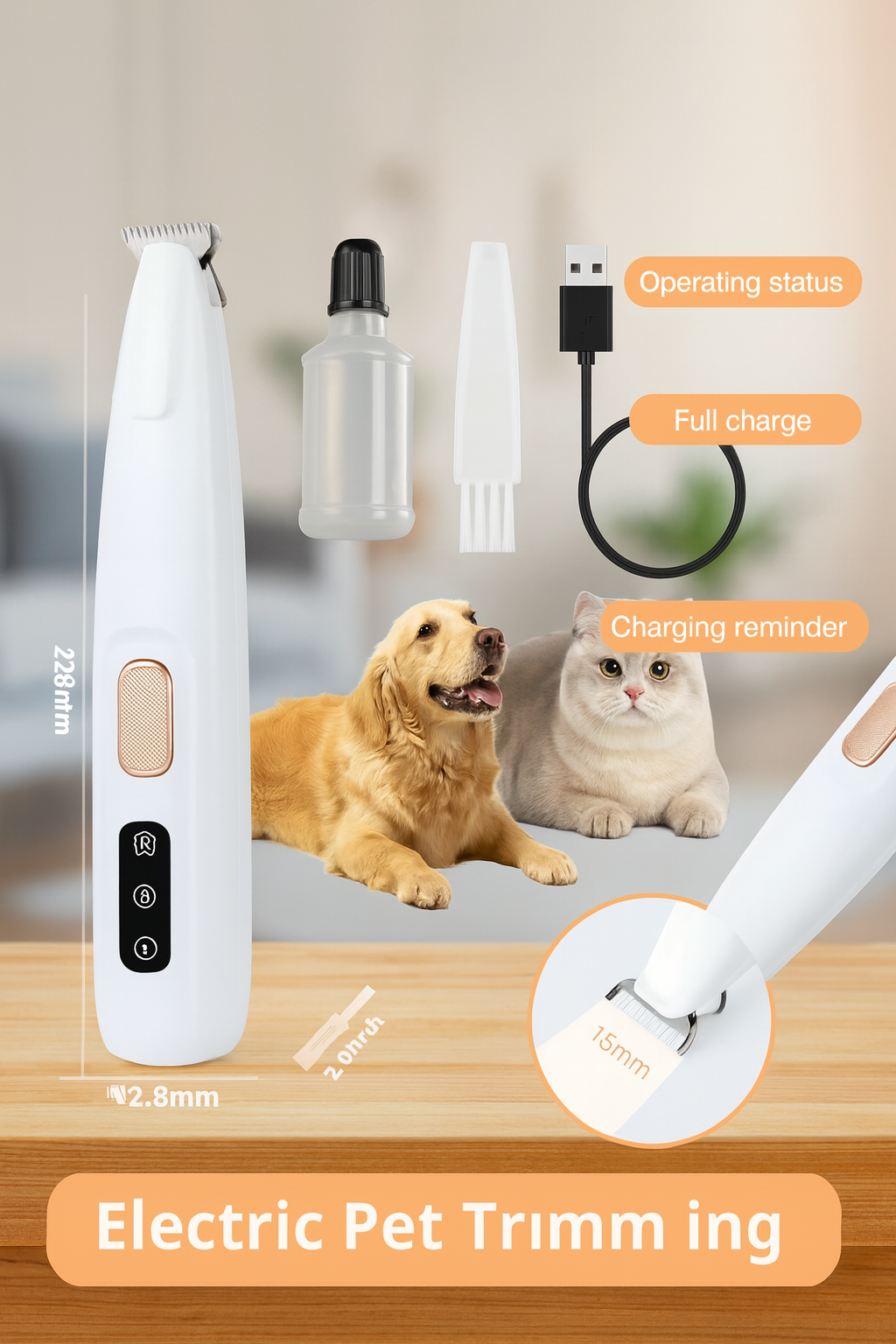 Rechargeable LED Pet Paw Hair Trimmer